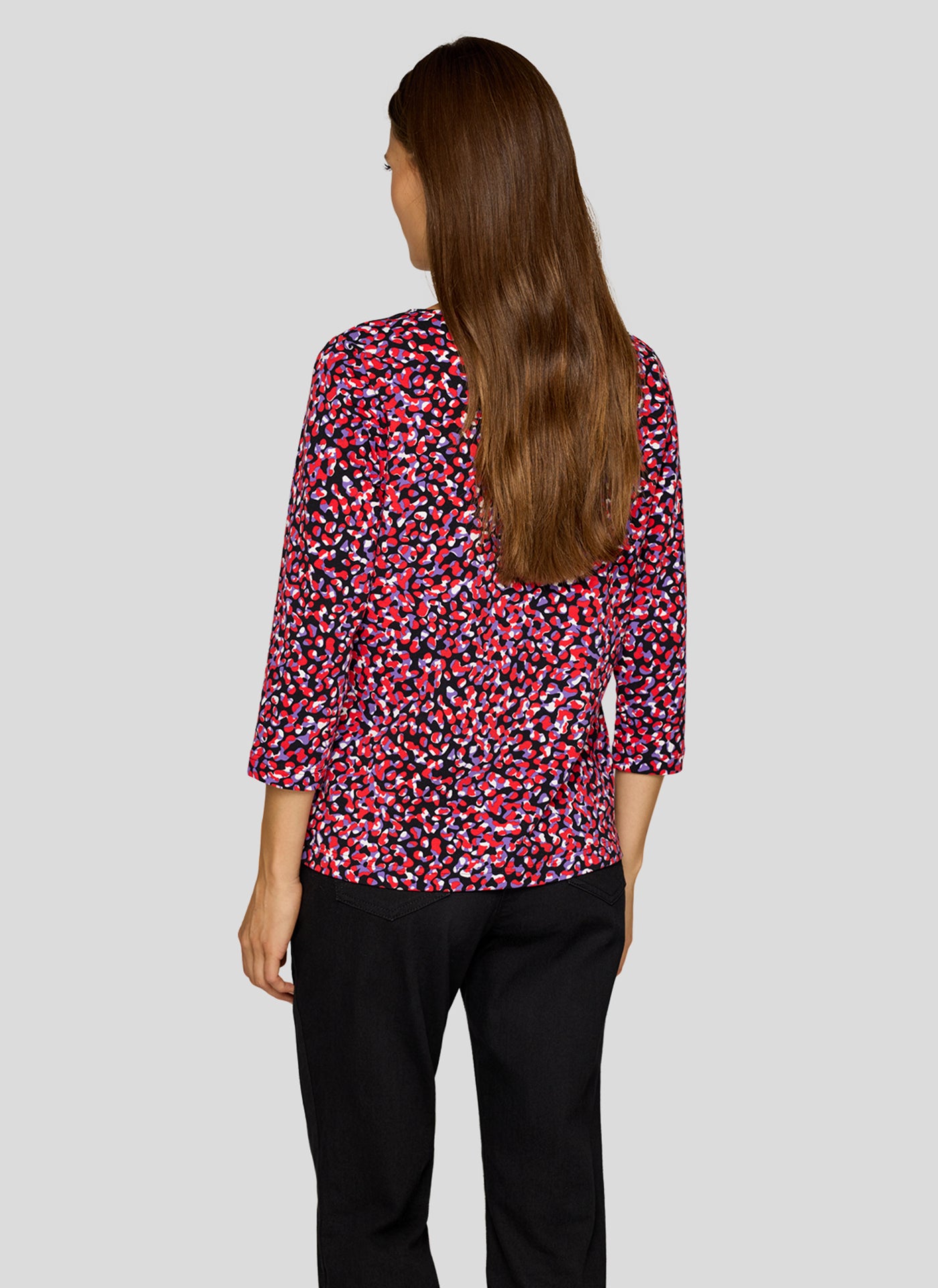 Red and Purple Spotted Round Neck Top