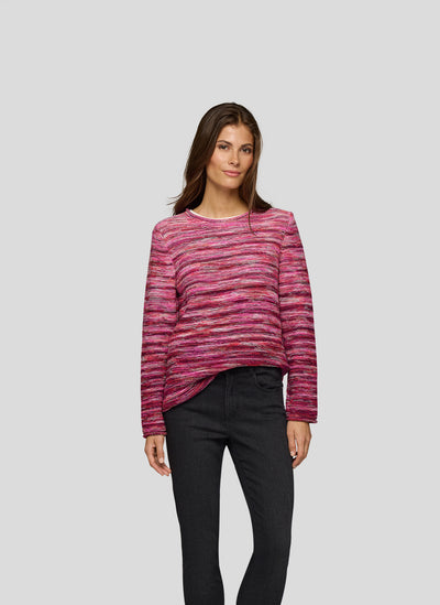 Pink Gradient Striped Round Neck Jumper
