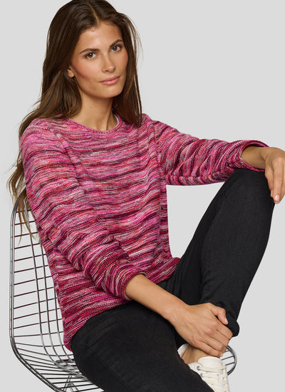 Pink Gradient Striped Round Neck Jumper