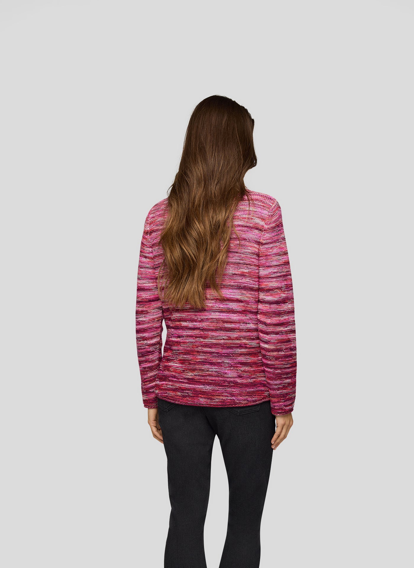Pink Gradient Striped Round Neck Jumper