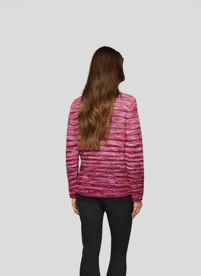 Pink Gradient Striped Round Neck Jumper