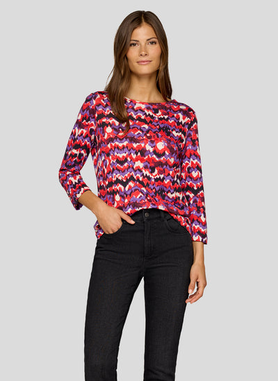 Red and Purple Zig-Zag Effect Top