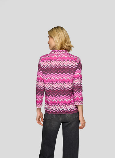 Pink and Plum Zig-Zig Top with Grandfather Collar