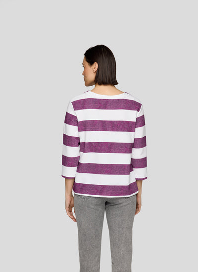 Plum Striped Round Neck Jumper
