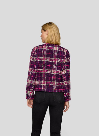 Plum Tweed Jacket with Metallic Buttons