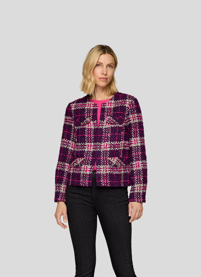 Plum Tweed Jacket with Metallic Buttons
