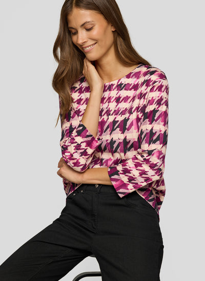 Pink and Plum Houndstooth Top