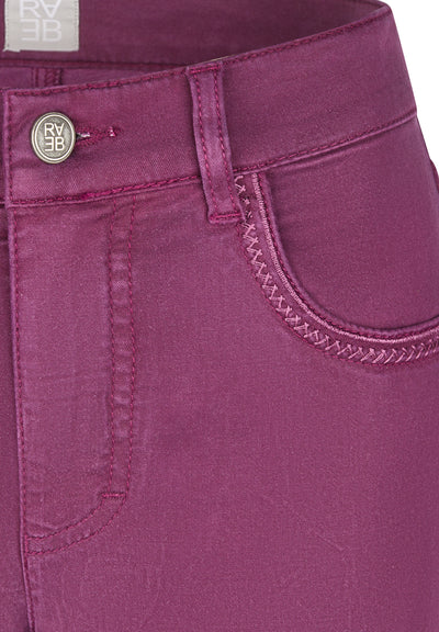 Plum Jeans with Embroidered Pocket Detail