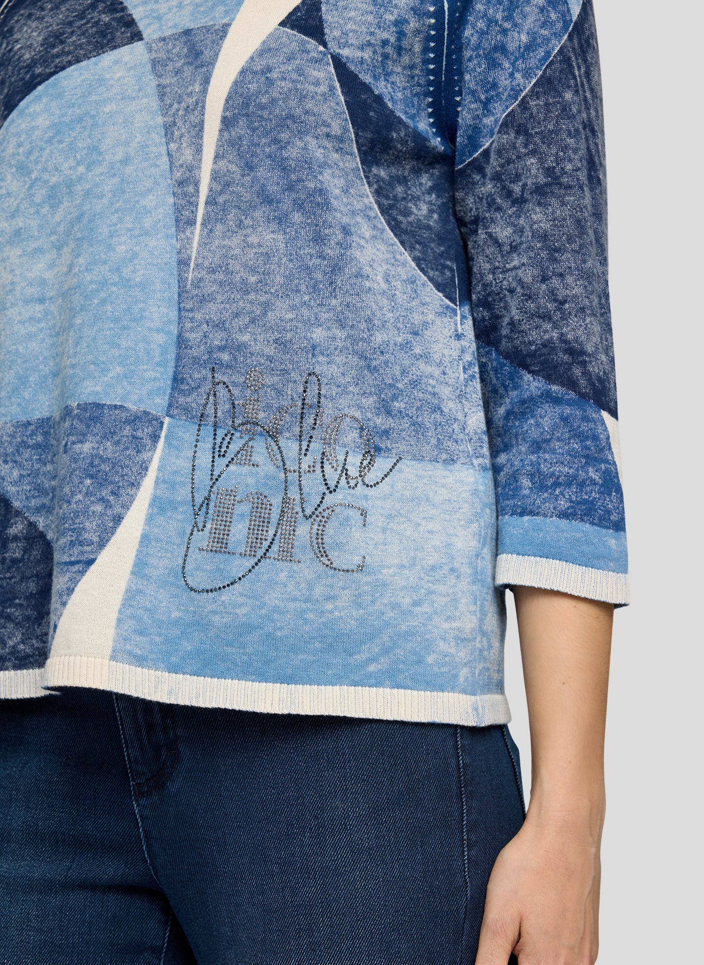 Nordic Blue Knit Jumper with Round Neck