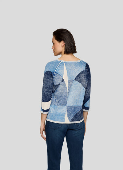 Nordic Blue Knit Jumper with Round Neck