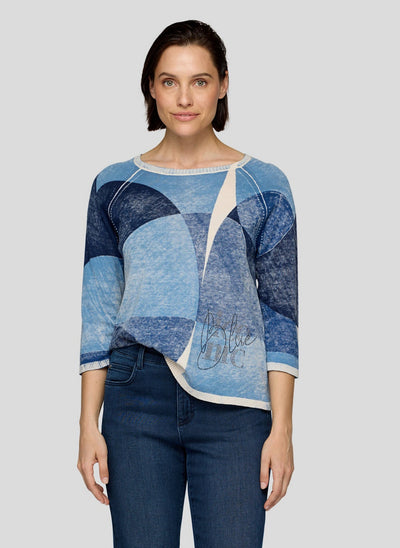 Nordic Blue Knit Jumper with Round Neck