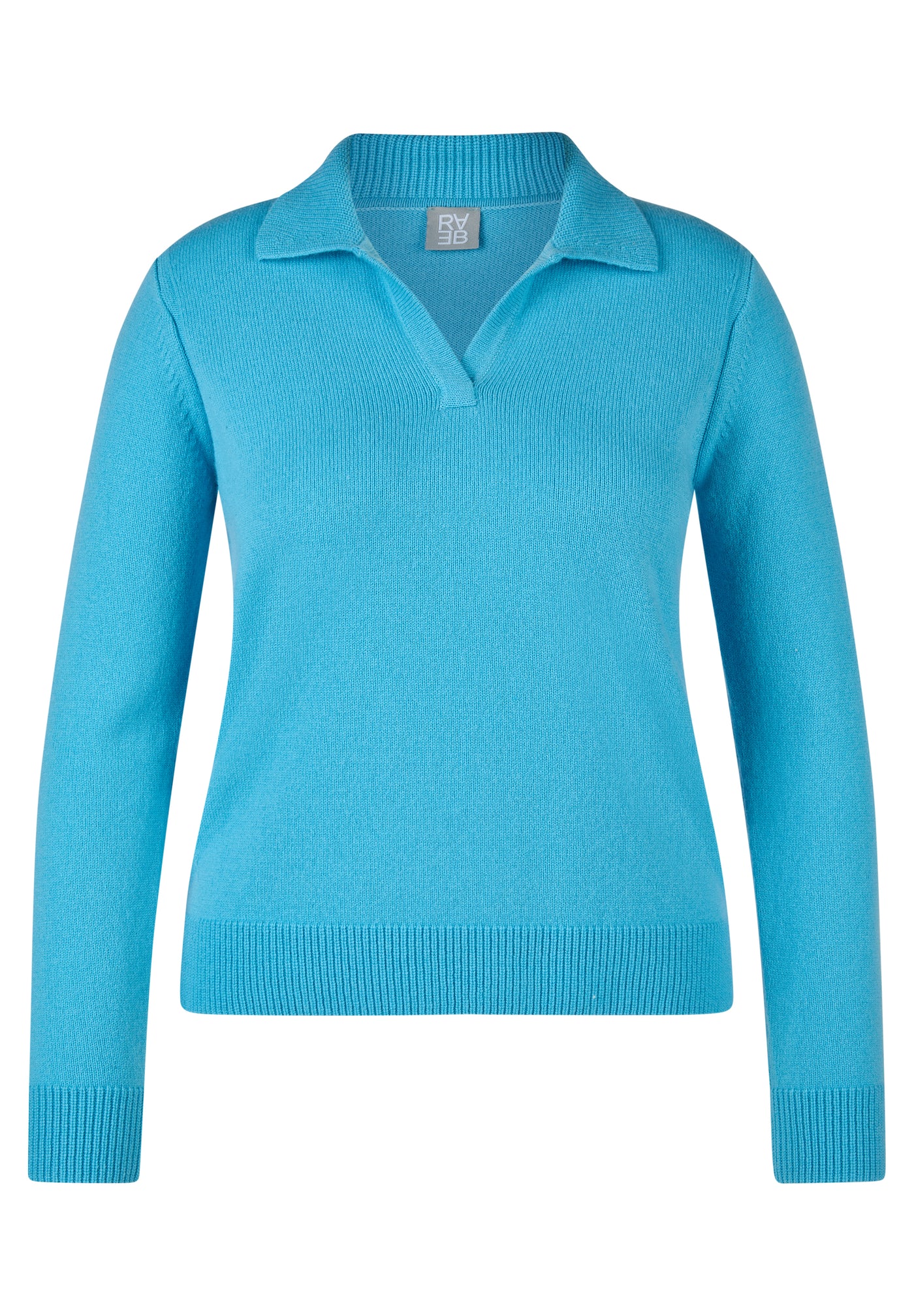 Plain Blue V Neck Jumper With Collar