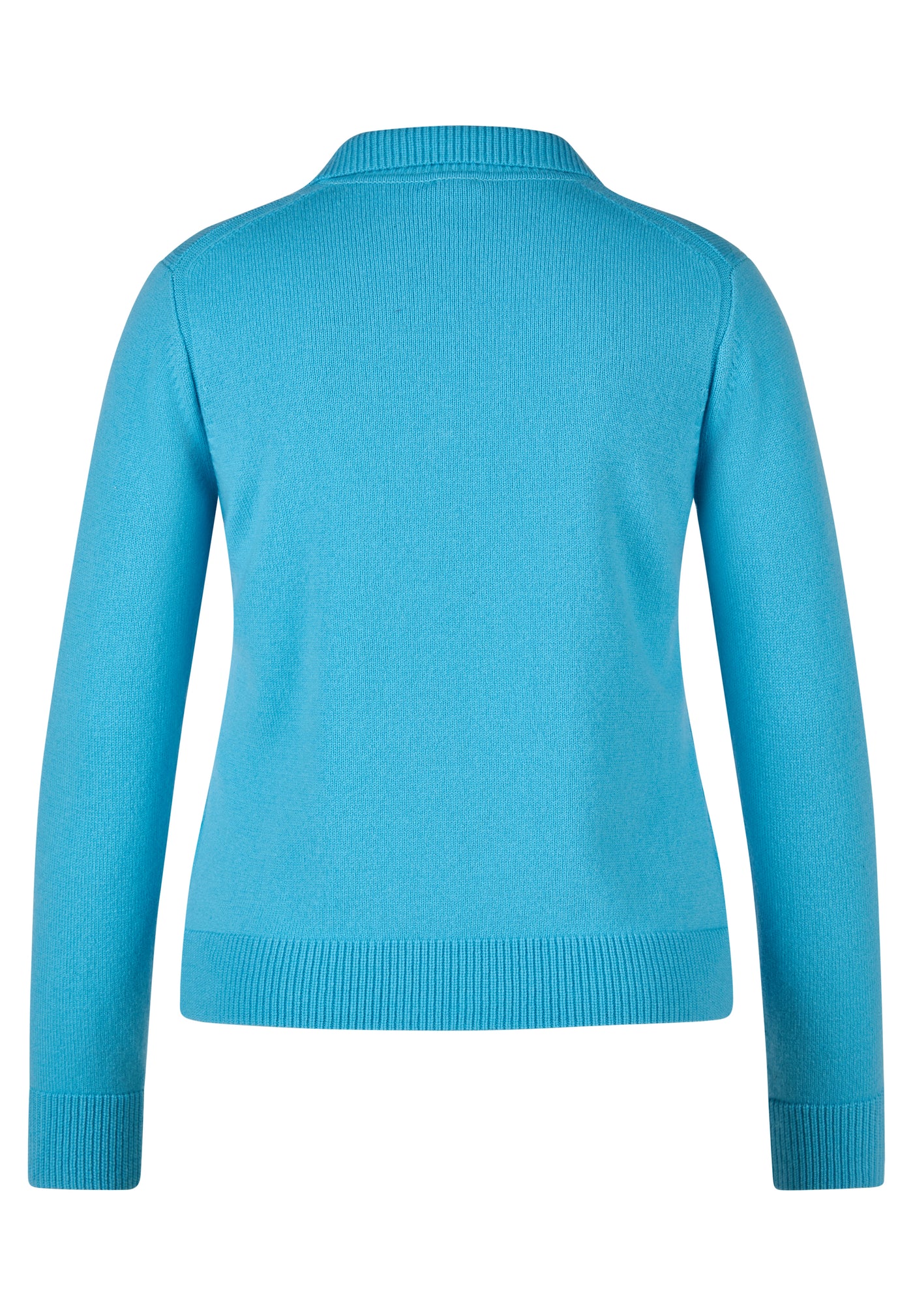 Plain Blue V Neck Jumper With Collar