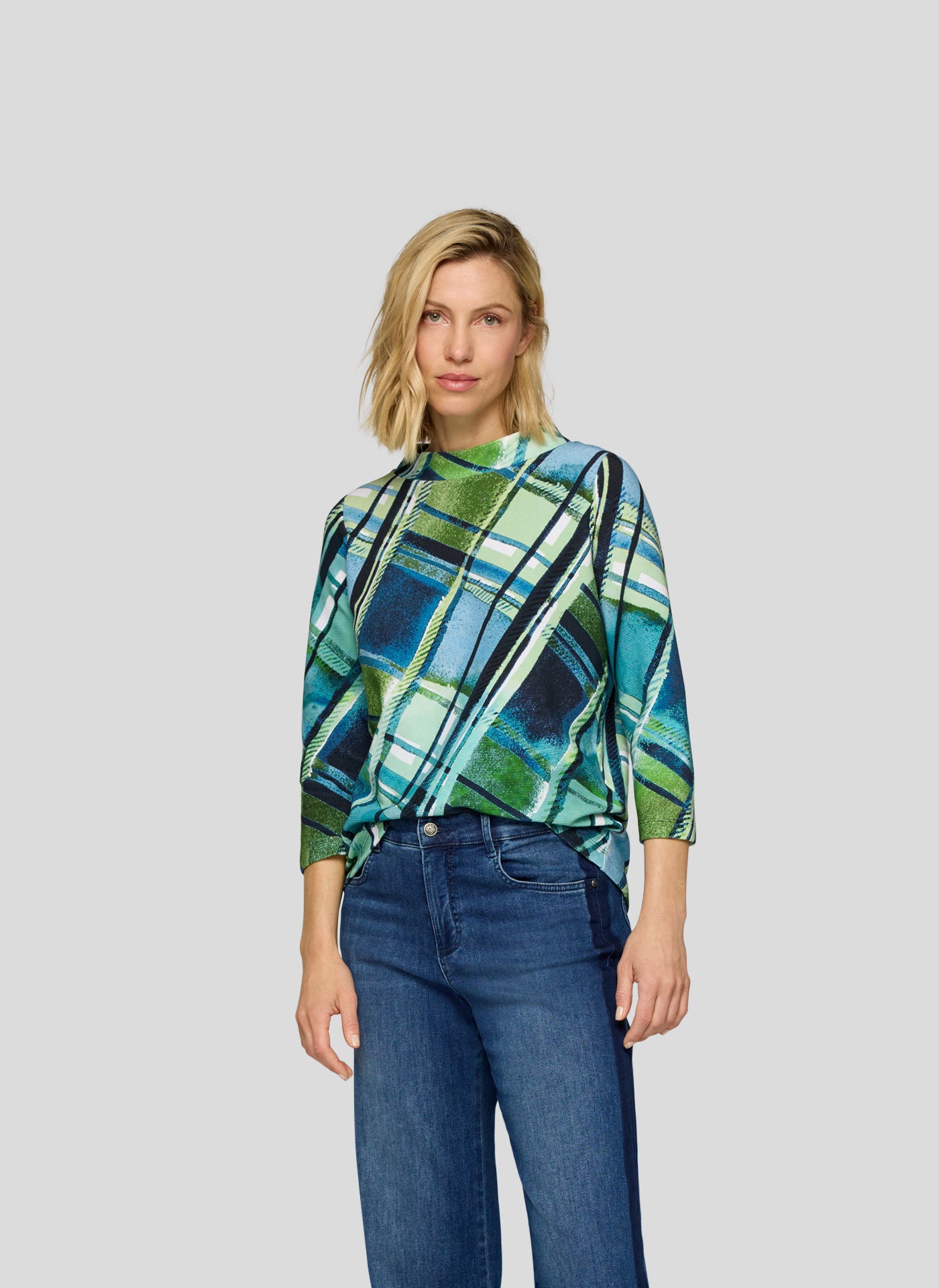 Multicoloured High Round Neck Top