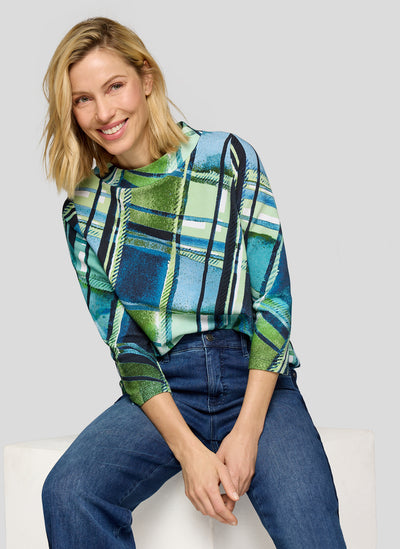 Multicoloured High Round Neck Top