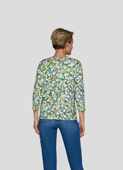 Starry Night Top with Round Neck and Slit Detail