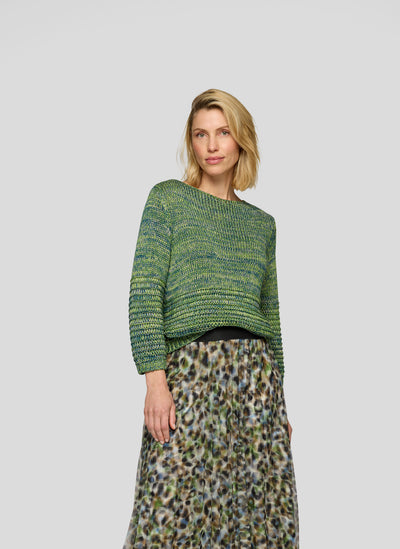 Green Jumper with Gold and Navy Effect