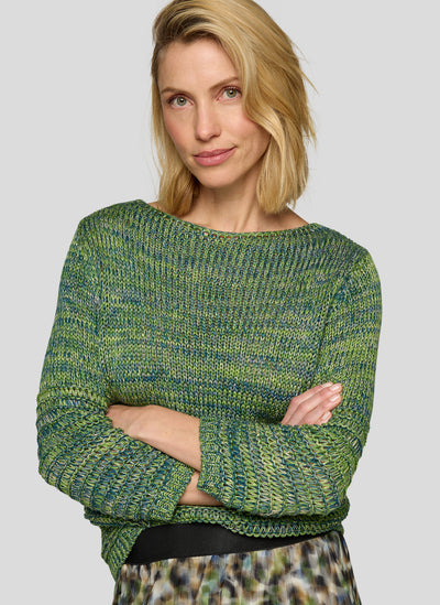 Green Jumper with Gold and Navy Effect
