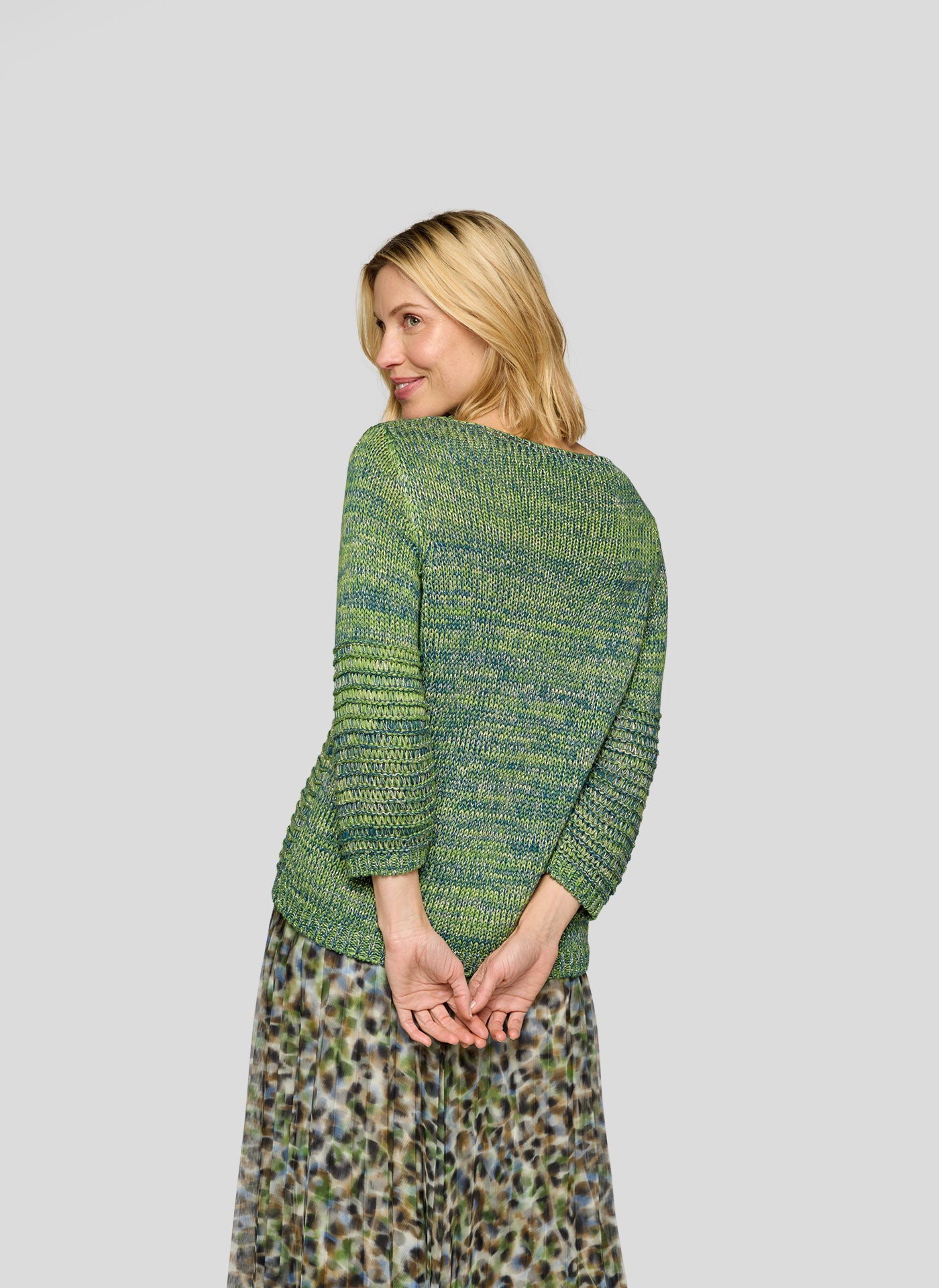 Green Jumper with Gold and Navy Effect