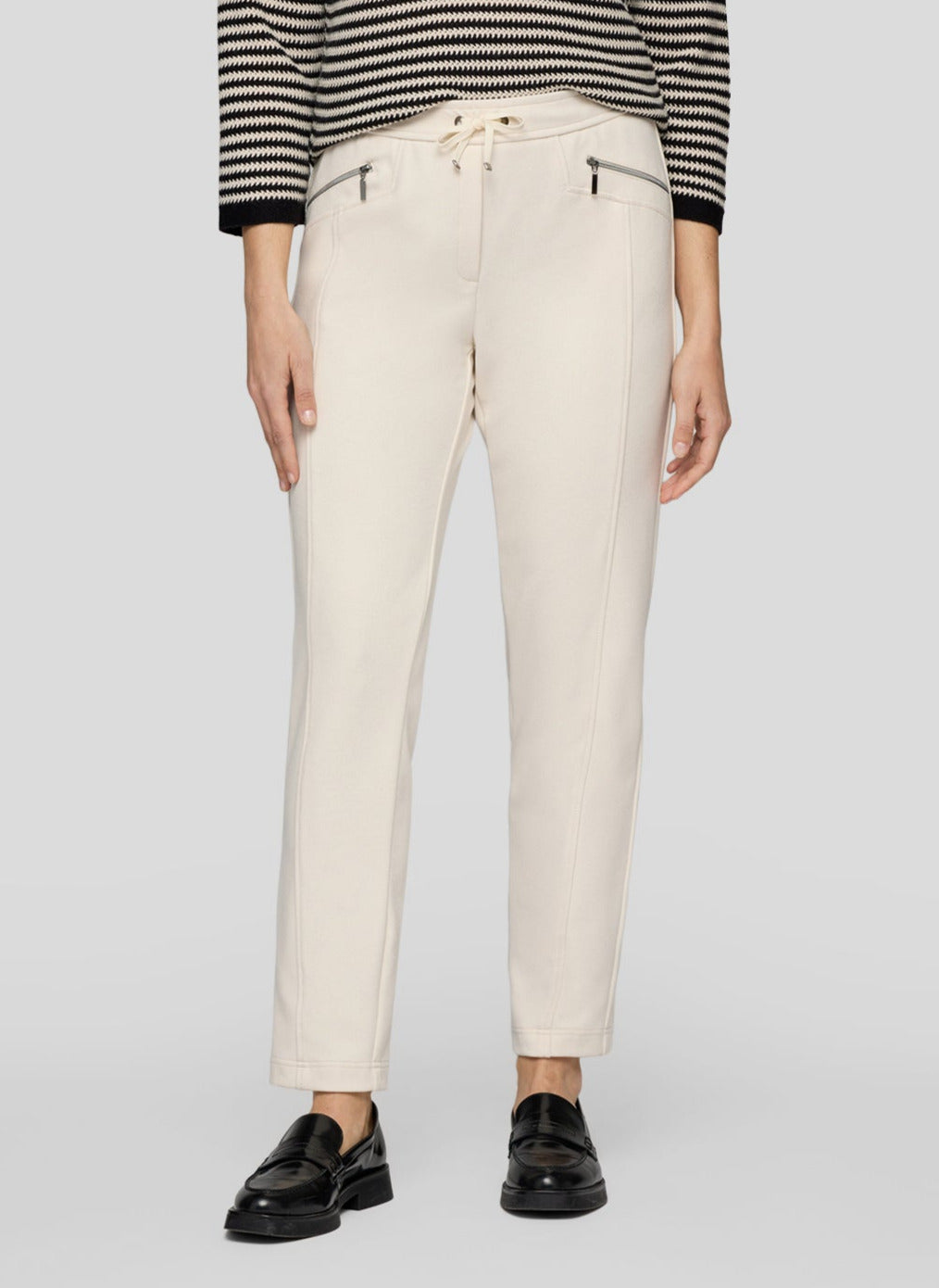 Ivory Trousers with Zip Pockets and Draw String