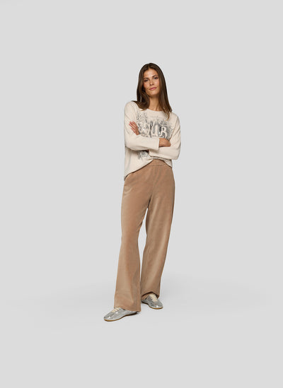 Beige Graphic Print Top with Sequin Detail
