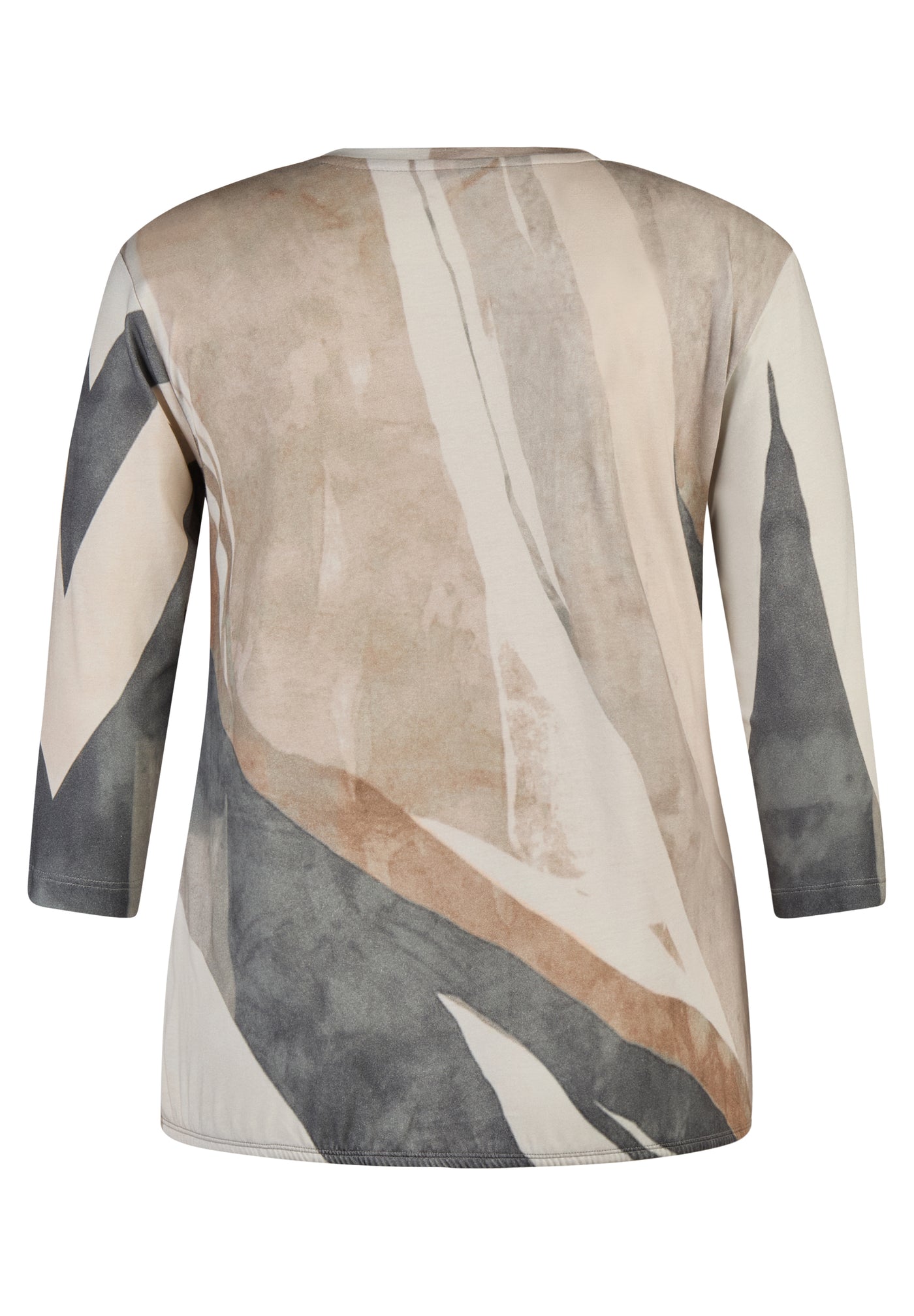 Beige and Grey Round Neck Top with Sequin Detail