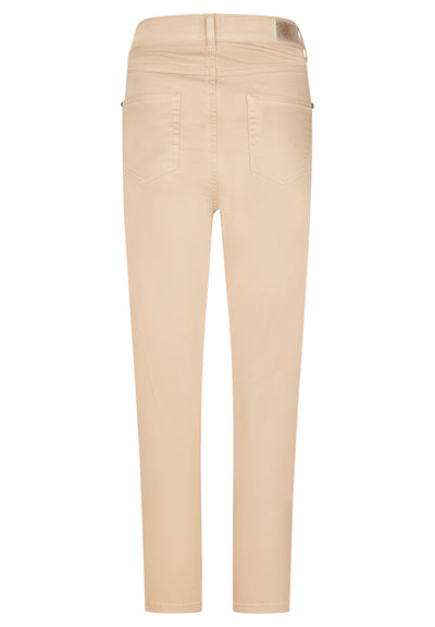 Beige Jeans with Embroidered Pocket Detail