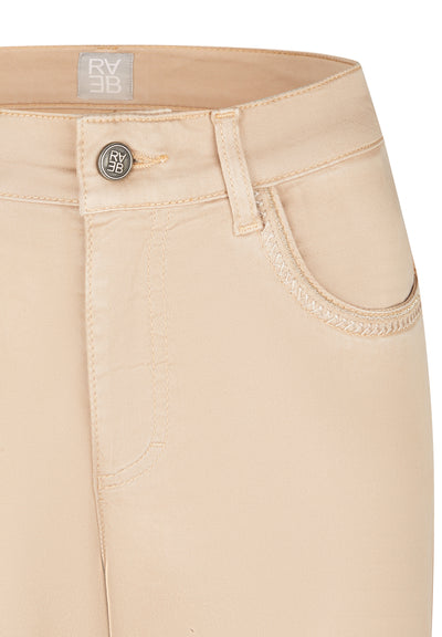Beige Jeans with Embroidered Pocket Detail
