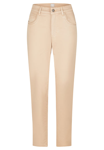 Beige Jeans with Embroidered Pocket Detail