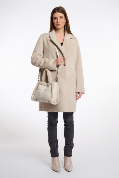 Jasha Birch Handbag With Faux Fur and Long Strap