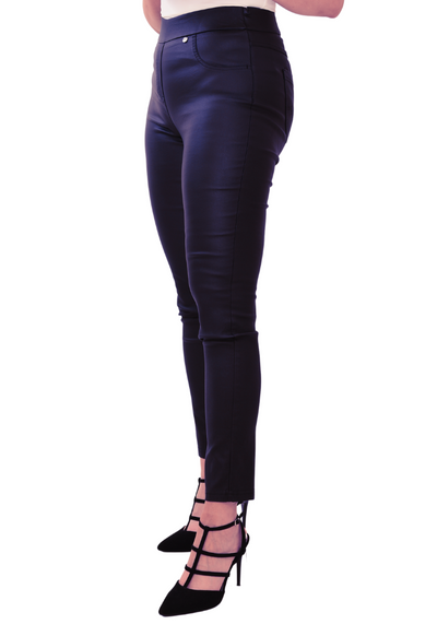 Leather Look Robell Rose Trousers Navy