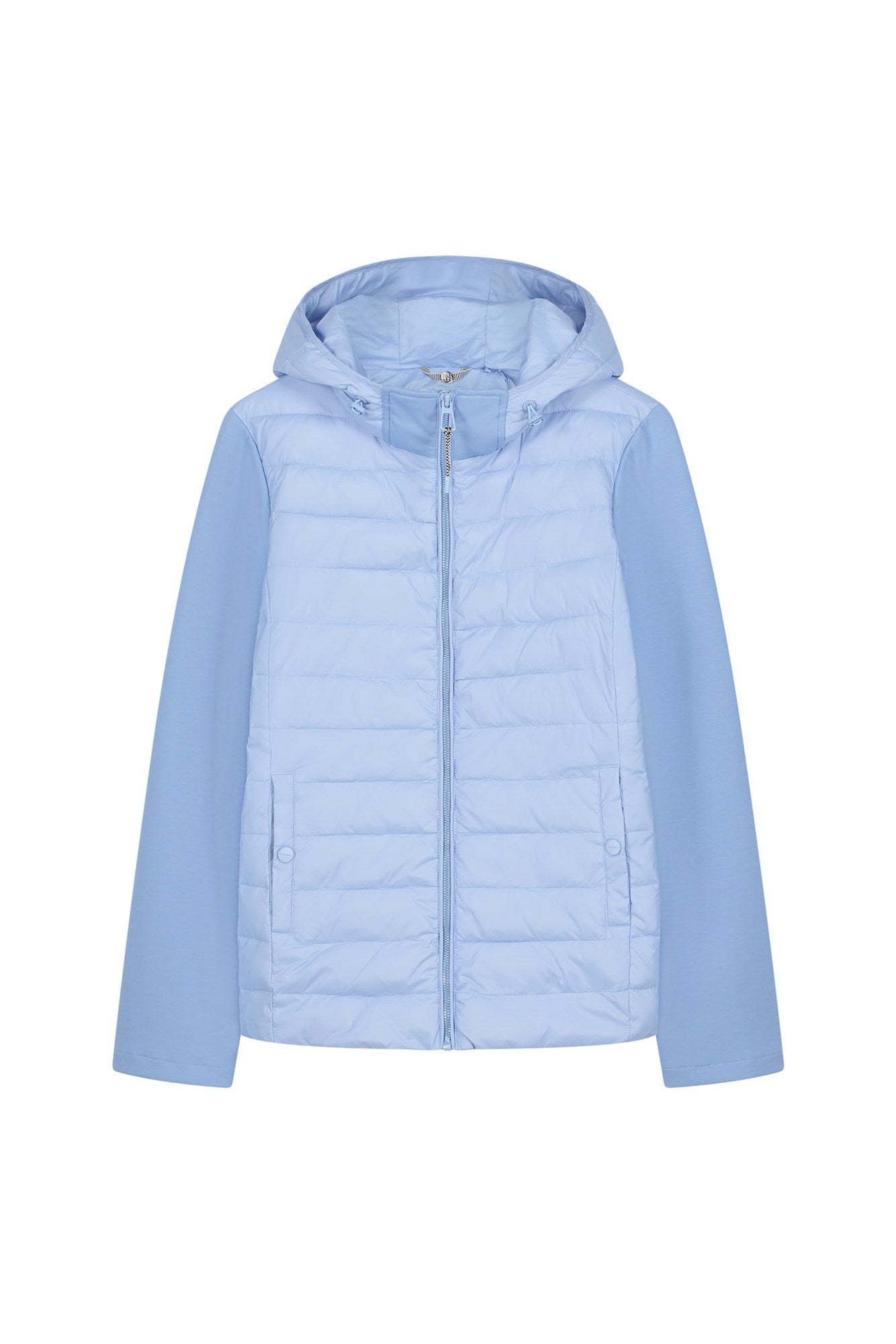 Light Blue Short Padded Jacket With Plain Sleeves