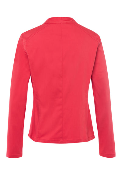 Coral Round Neck Jacket with Zip and Front Pockets