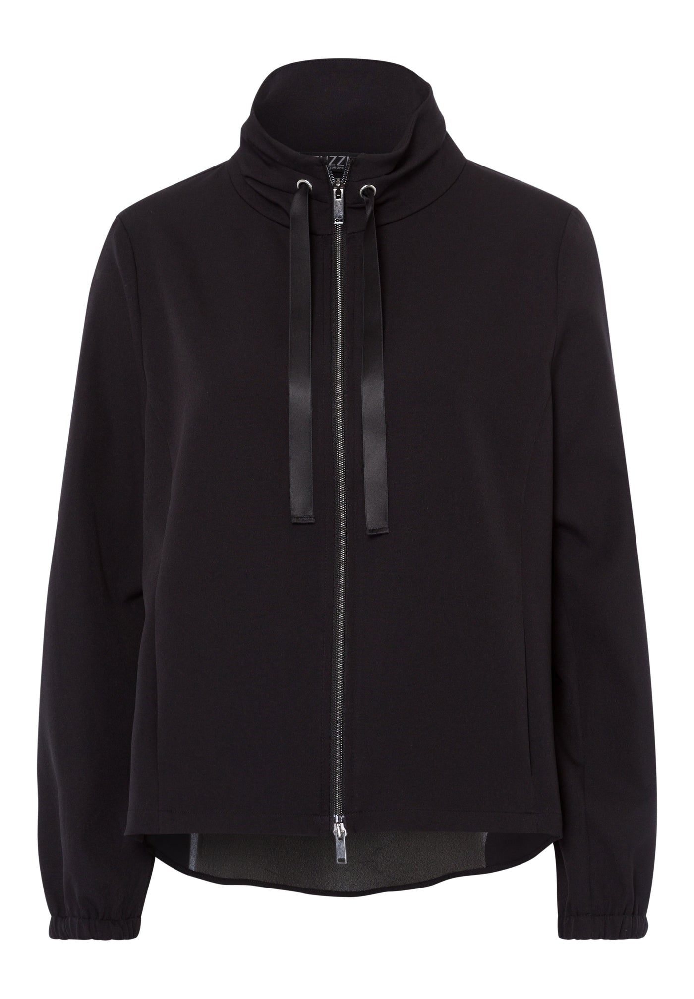 Black Zip Up Jacket With Drawstrings