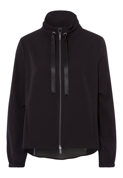 Black Zip Up Jacket With Drawstrings