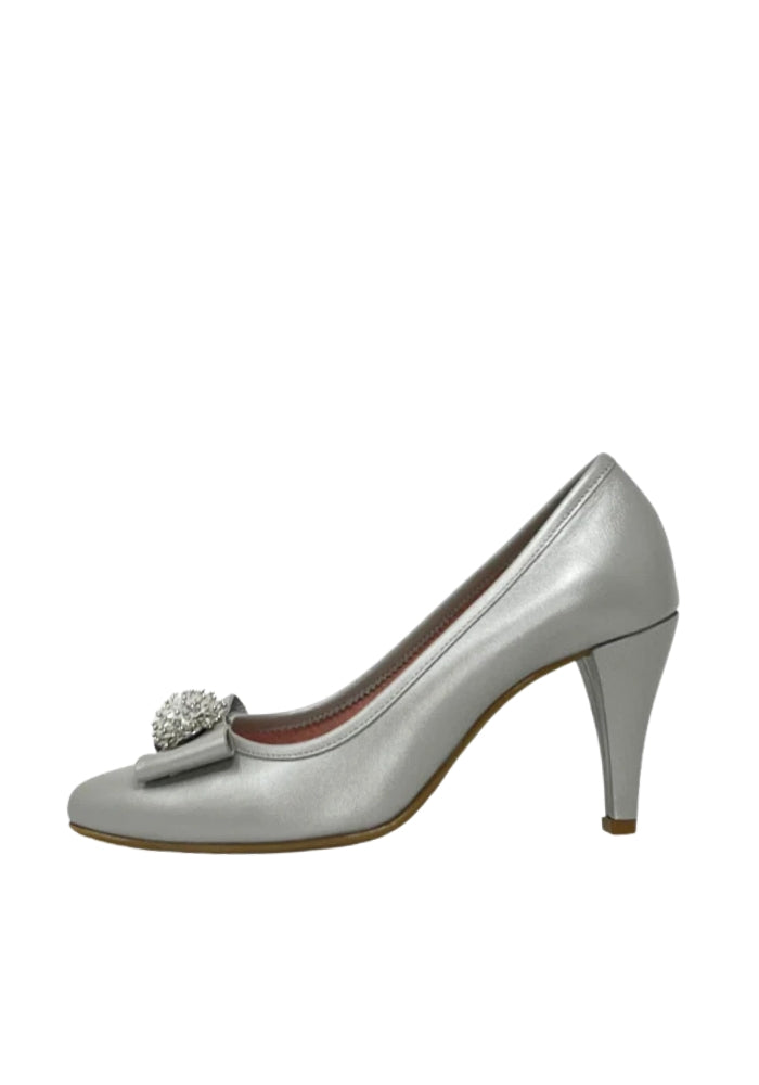 Silver Satin High Heel Shoe