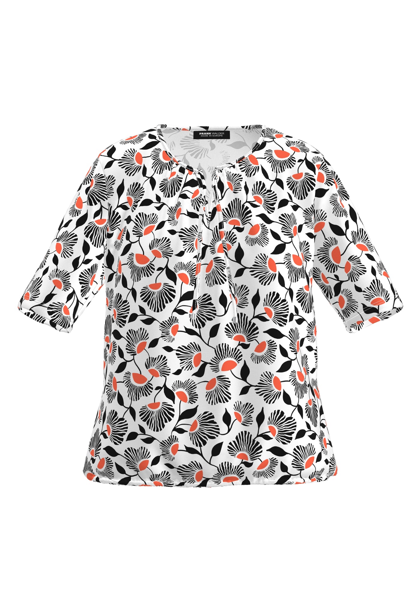 Dandelion Print Top with Tie Neck and Elasticated Waist