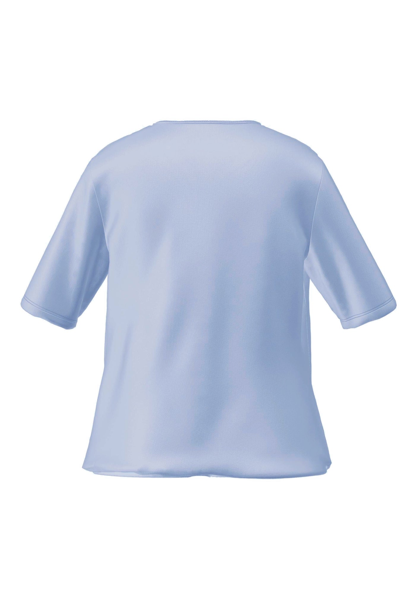 Light Blue Round Neck Tie String Top With Elasticated Hem & Short Sleeves