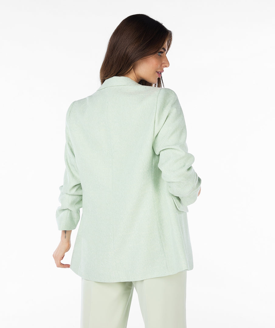 Pale Green Linen Look One-Button Blazer