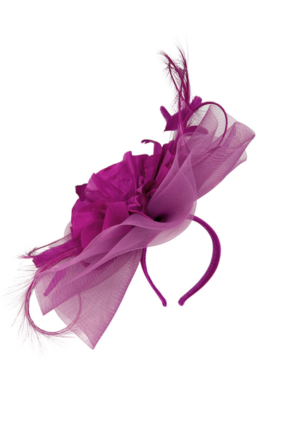 Magenta Hat Fascinator With Floral Detail