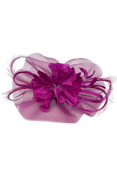 Magenta Hat Fascinator With Floral Detail