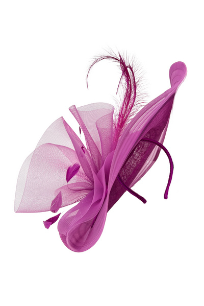 Magenta Hat Fascinator With Ribbed Brim