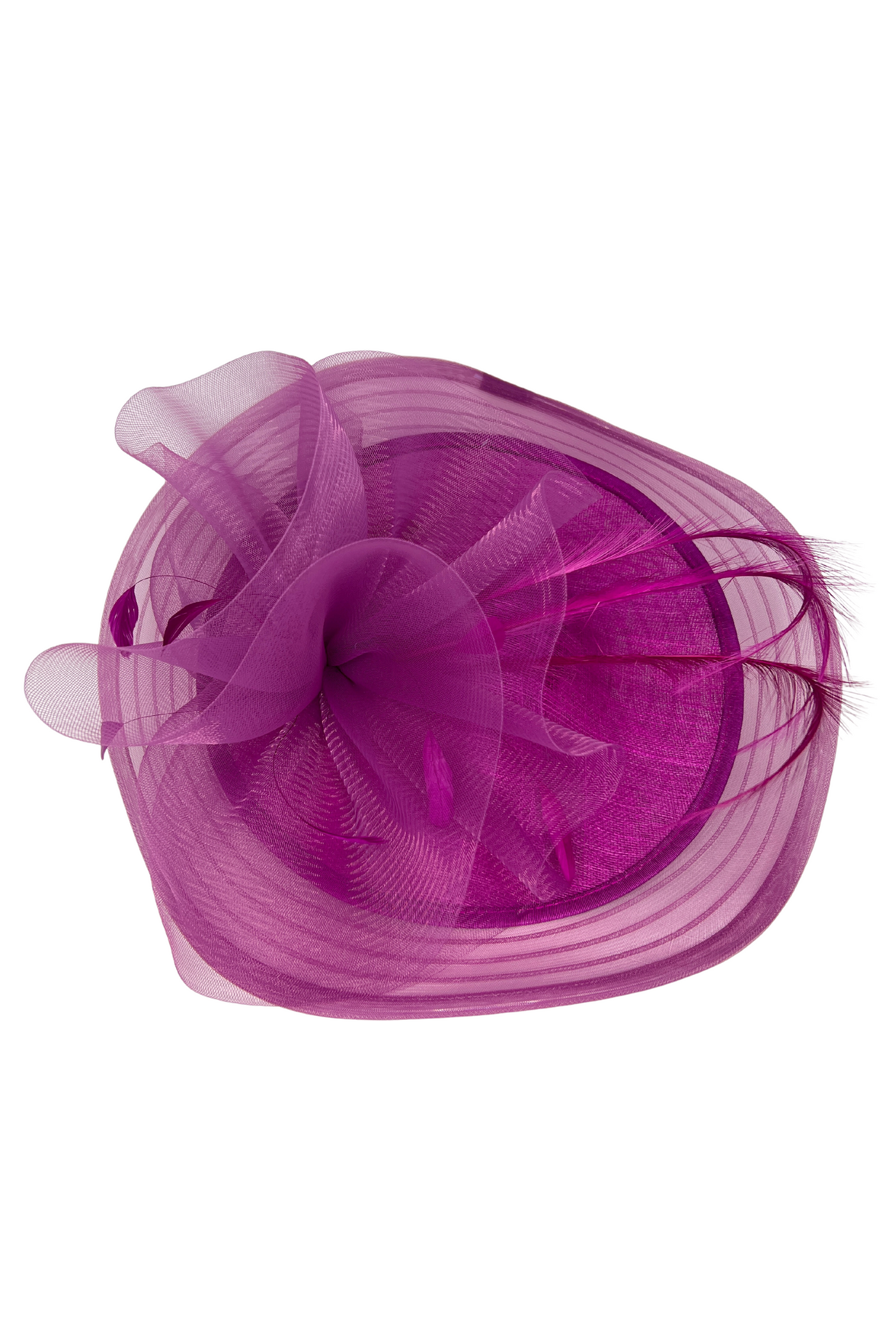 Magenta Hat Fascinator With Ribbed Brim