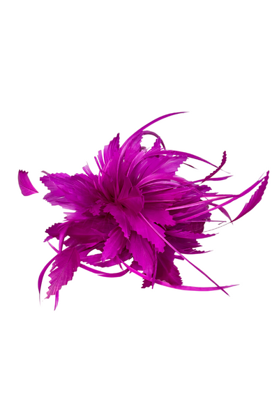 Magenta Fascinator Headpiece With Multi Feather Detail