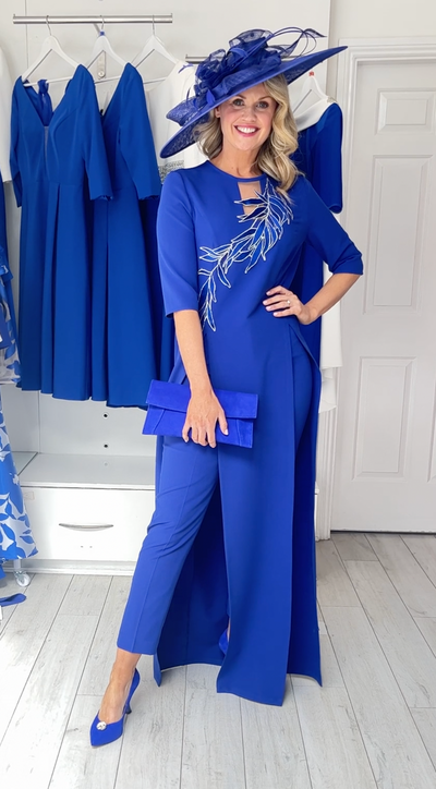 Cobalt Two-Piece With Leaf Detail