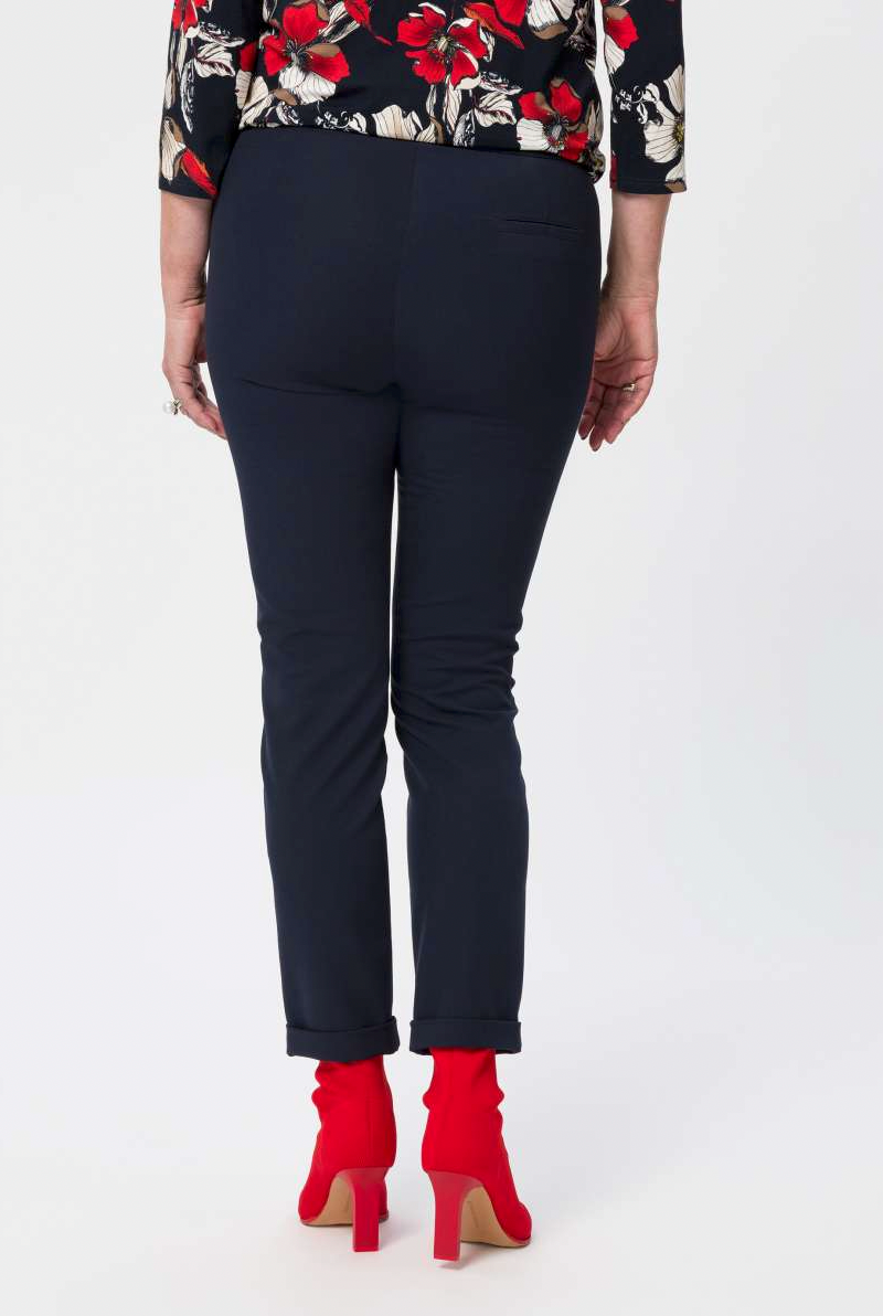 Navy Straight Leg Trousers with Turn Up