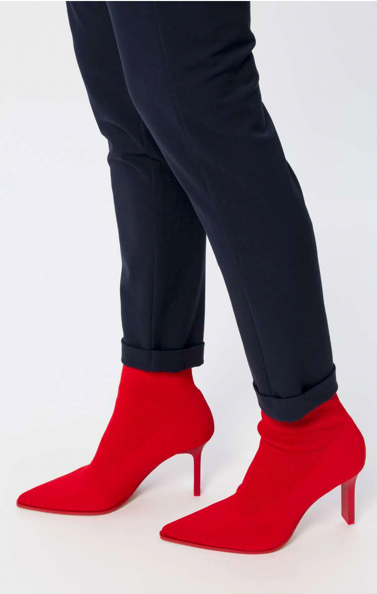 Navy Straight Leg Trousers with Turn Up