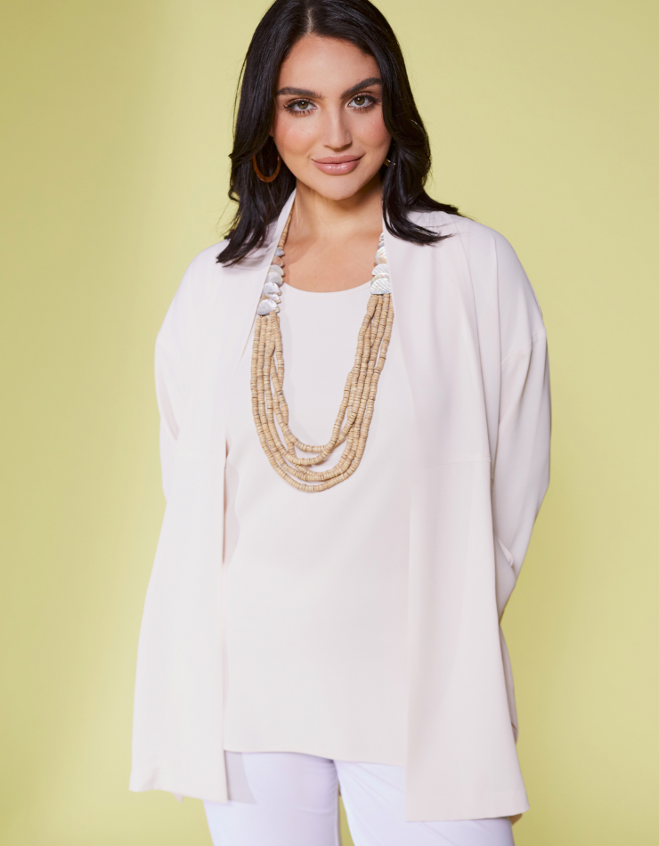 Champagne 2-Piece Camisole & Open Cardigan