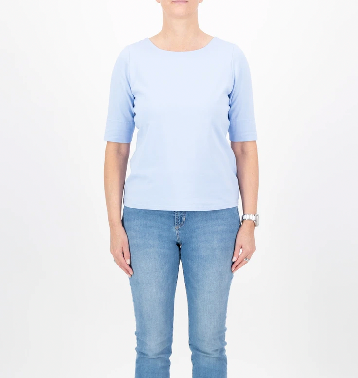 Light Blue Top with Round Neck & Half Sleeves