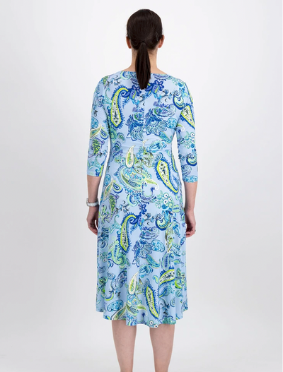 Paisley Print Dress With Draped Front